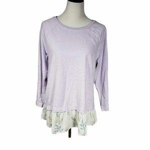 Loft size Large Lavender Floral One-Piece Layered Top